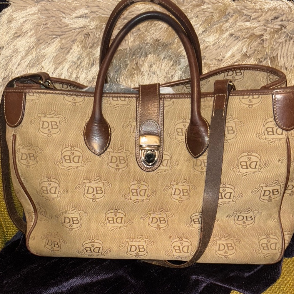 Dooney & Bourke Beige and Dark Brown Handbag vintage